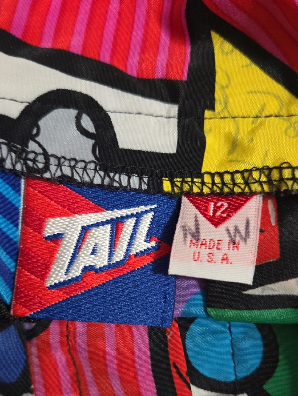 Vintage 90s Tail Multicolor Graphic Circle Skirt Size 12 - Picture 4 of 5
